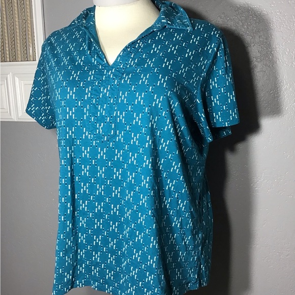 Riders By Lee Women’s Top Size 2X Color Blue/White Short Sleeve 100% Cotton. - Picture 3 of 12